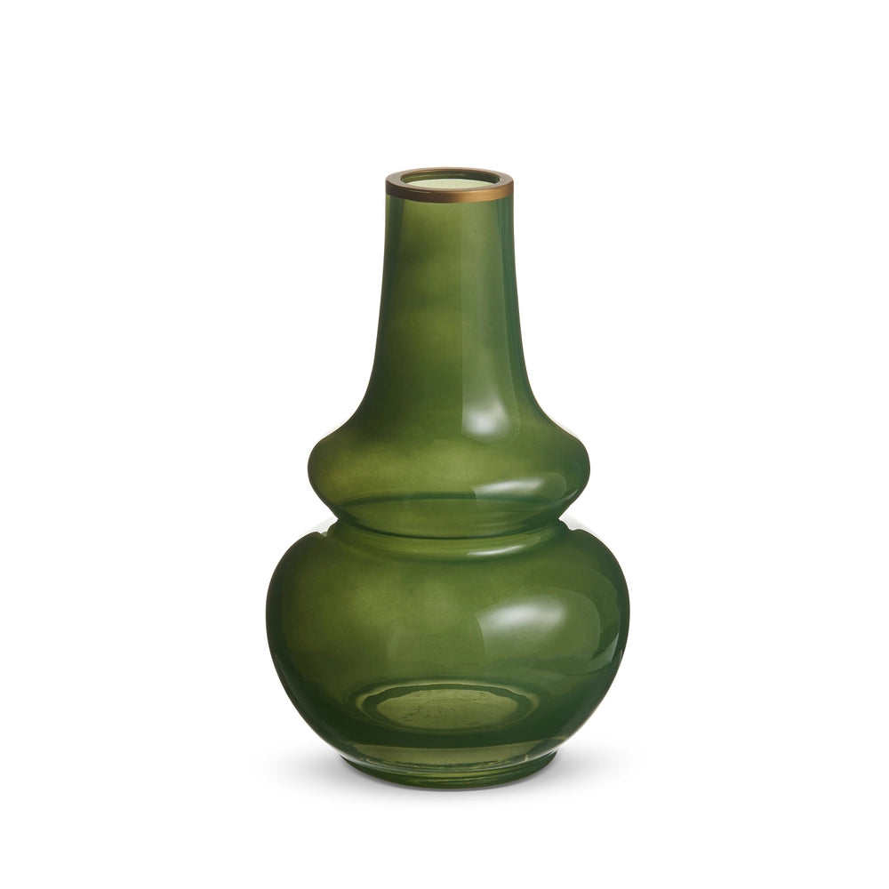 8" Green Bud Vase with Gold Trim