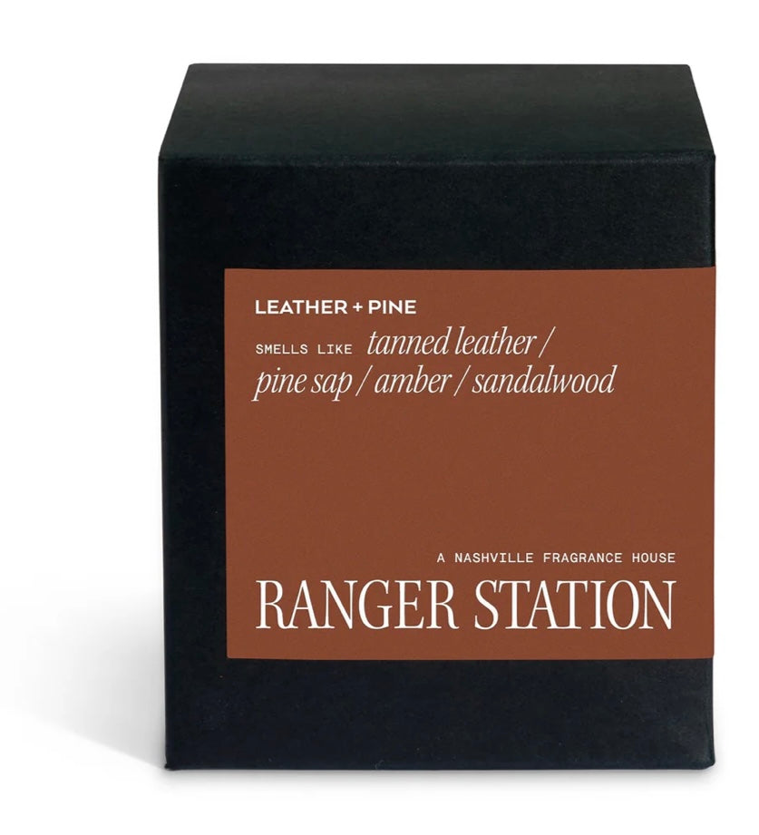 Leather + Pine Candle