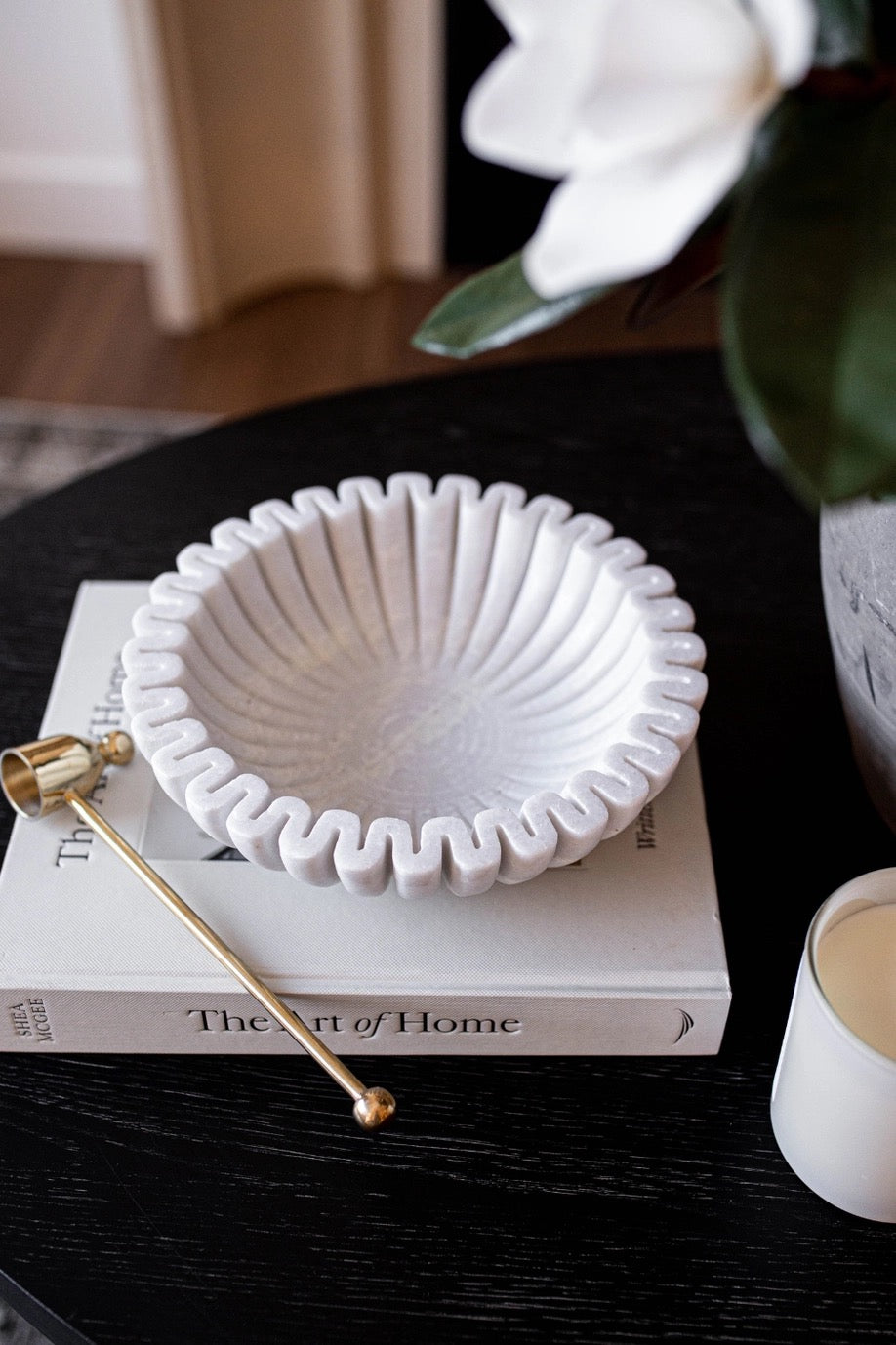 Marble Fluted Scalloped Bowl S