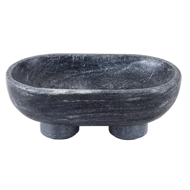 Charcoal Marble Footed Bowl