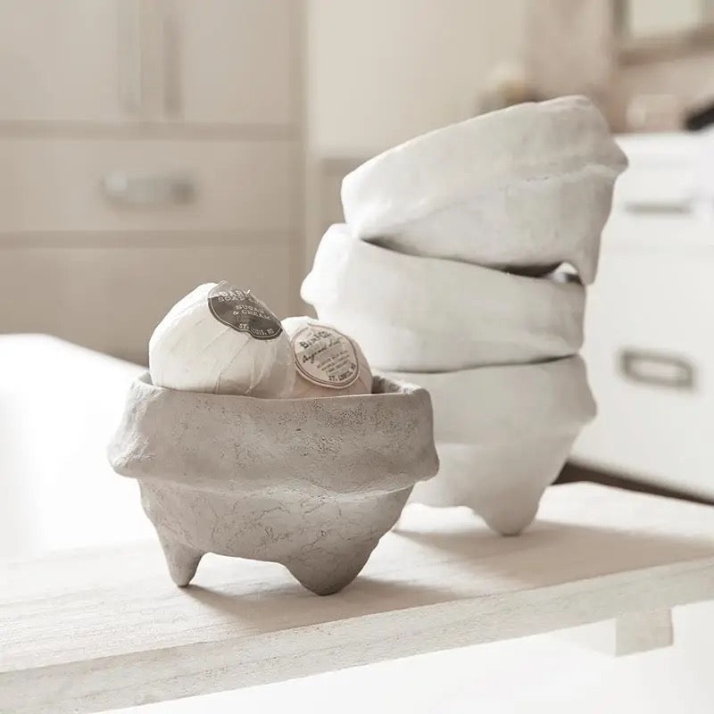 Grey Paper Mache Bowl