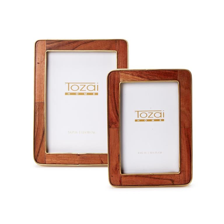 Wood Rounded Edge with Brass Photo Frames