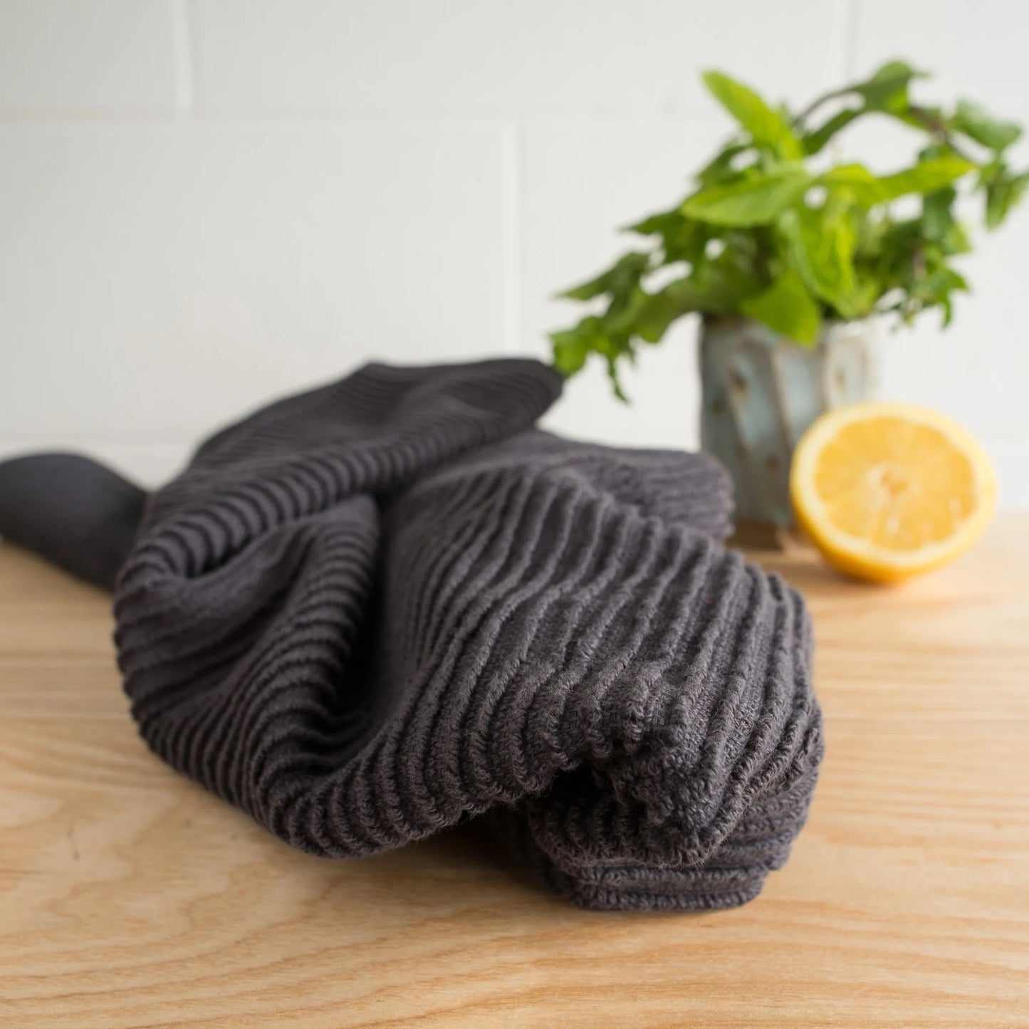 Ripple Black Dish Towel