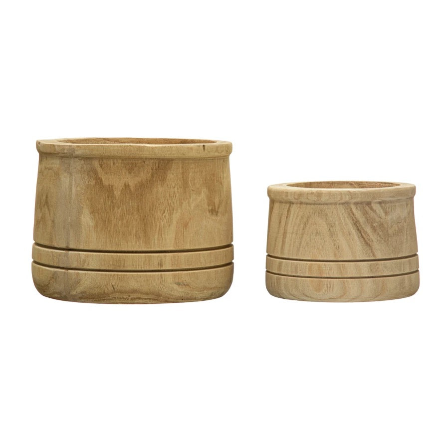 Round Paulownia Wood Planter