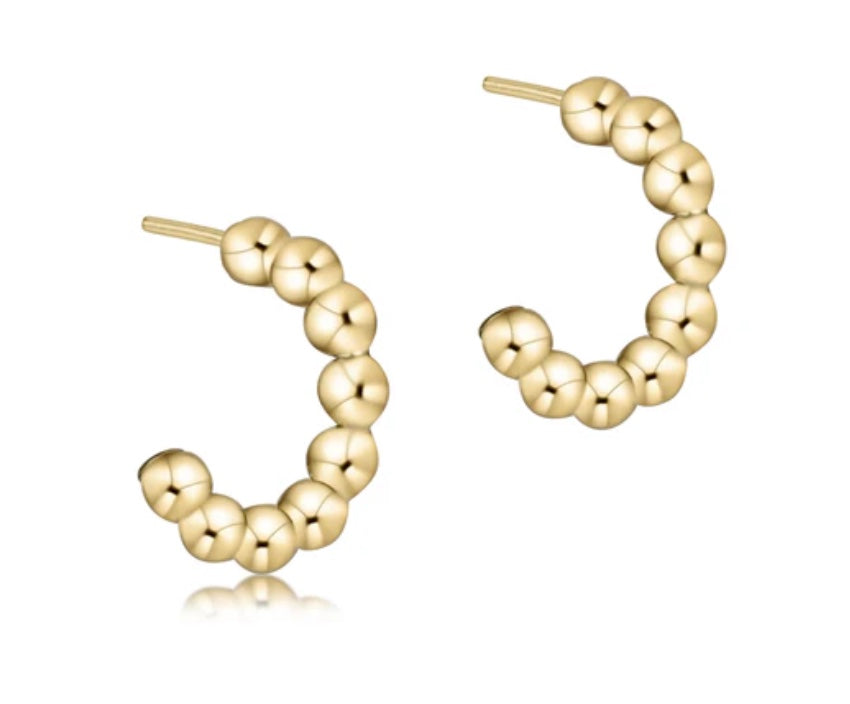 Beaded Classic 1" Post Hoop - 4mm Gold