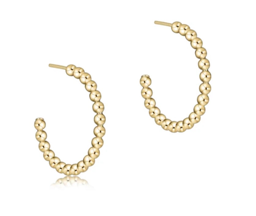 Beaded Classic 1" Post Hoop- 2mm