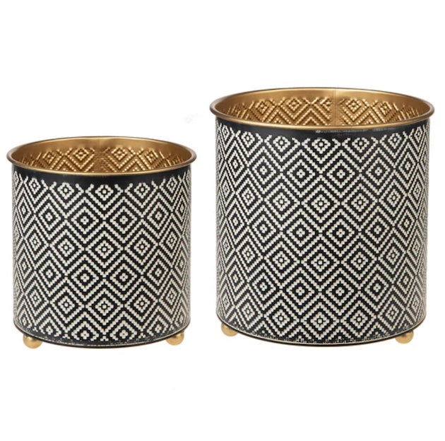 Black & White Geo Gld Planter