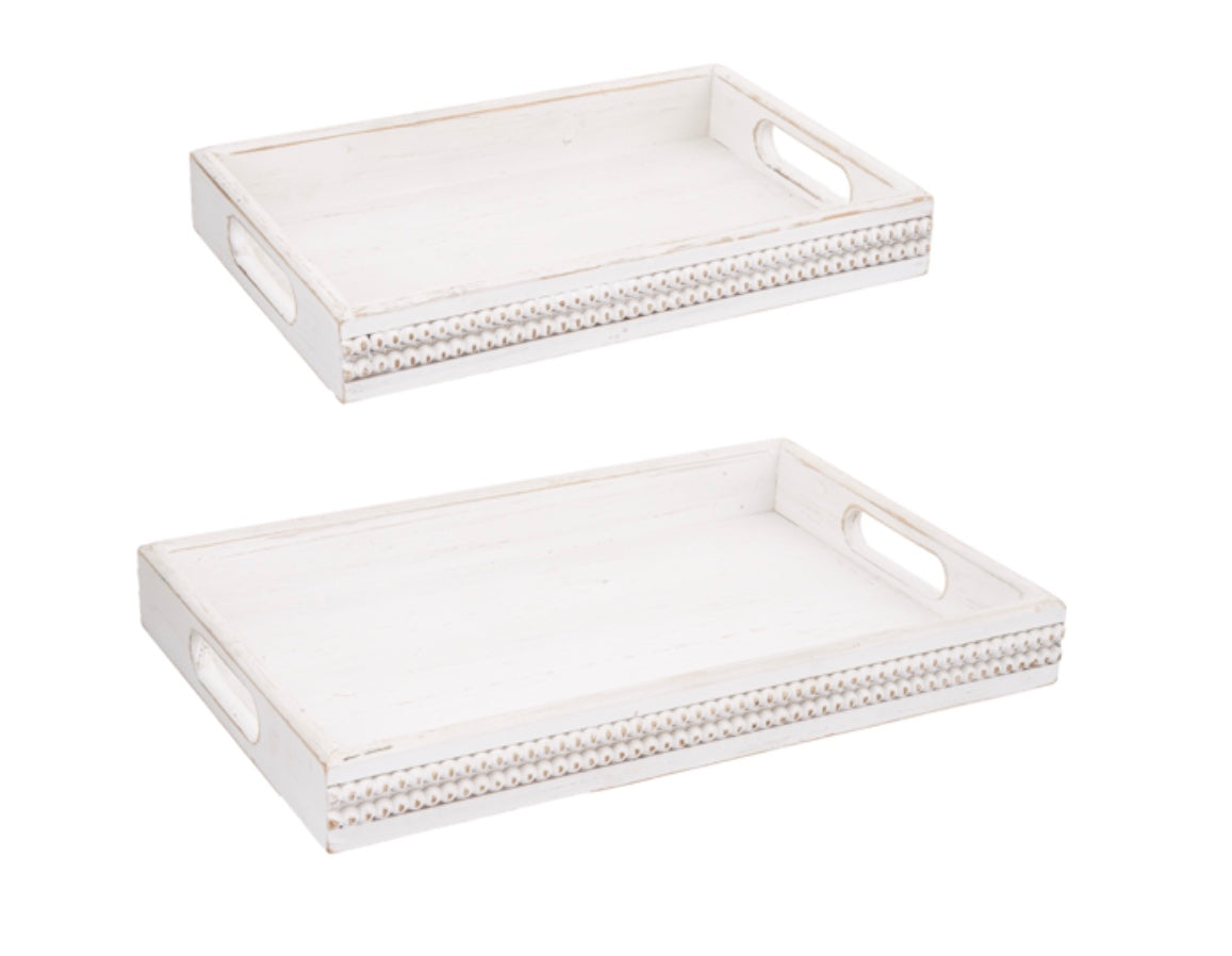 White Beaded Tray