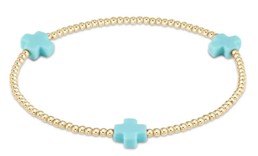 Signature Cross Bracelet 2mm- Turquoise