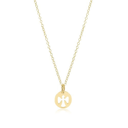 16" Necklace Gold - Guardian Angel Small Gold Disc