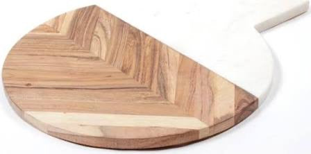 Marble & Wood Round Serving Tray
