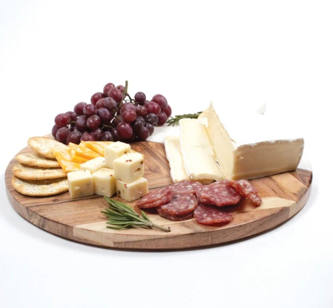 Marble & Wood Round Serving Tray