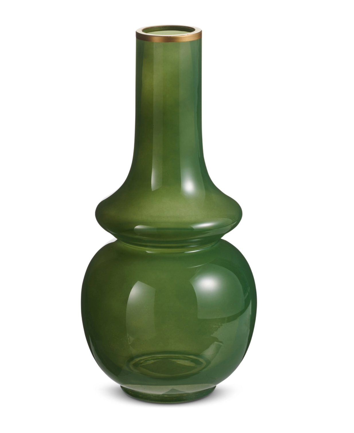 Green Bud Vase with Gold Trim