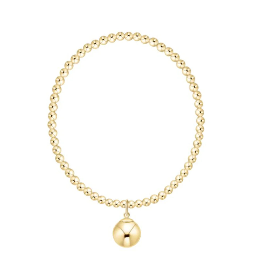 Classic Gold 3mm Bracelet - Classic Gold 10mm Charm