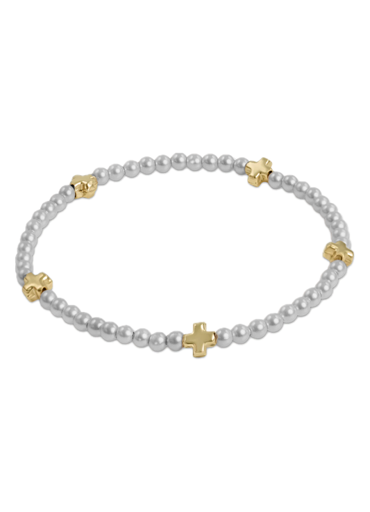 Pearl Pattern 3mm Bead Bracelet - Gold