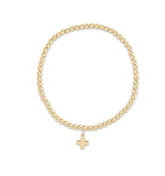Gold Bracelet - Cross Charm 3mm