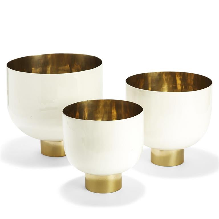 White Bowls W/Gold Base