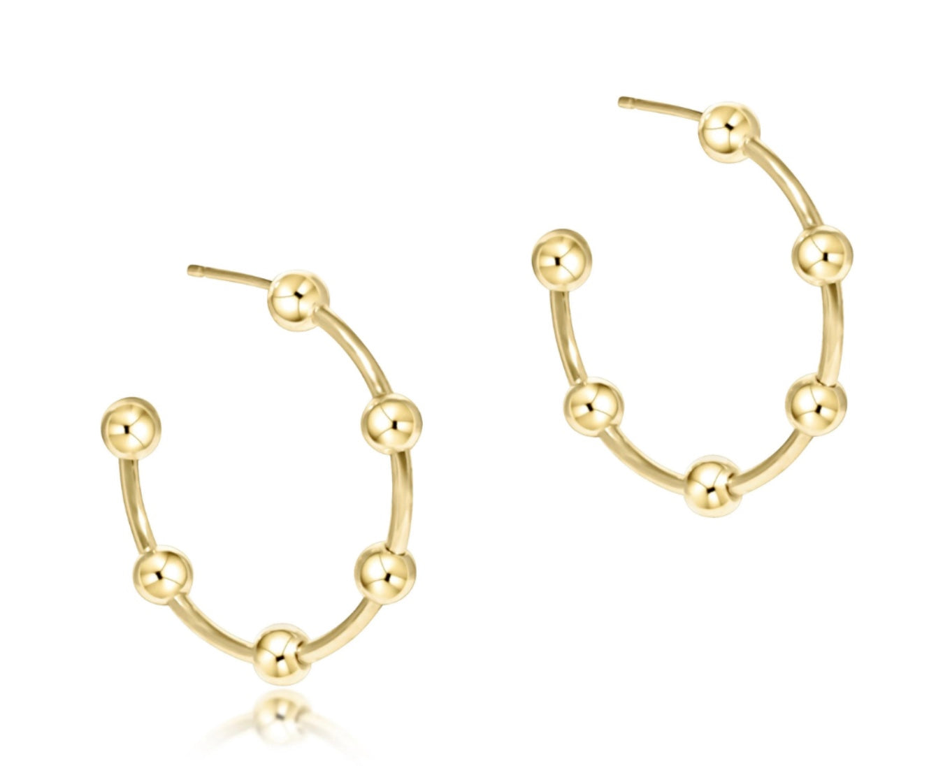 Beaded Simplicity 1" Post Hoop- 4mm Gold