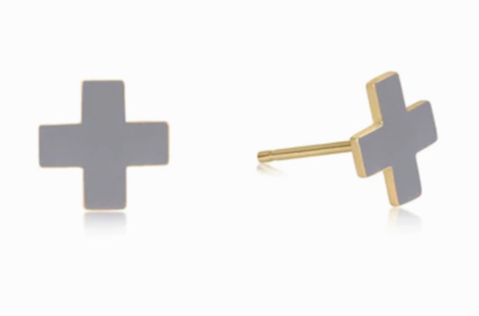 Signature Cross Gold Stud - Grey