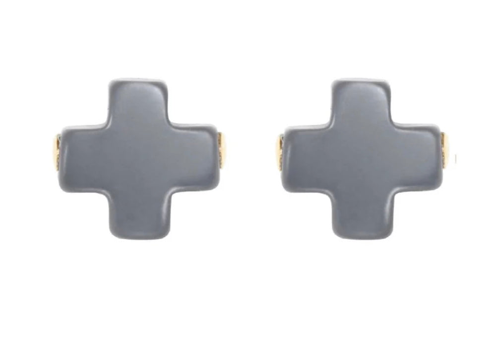 Signature Cross Stud - Charcoal