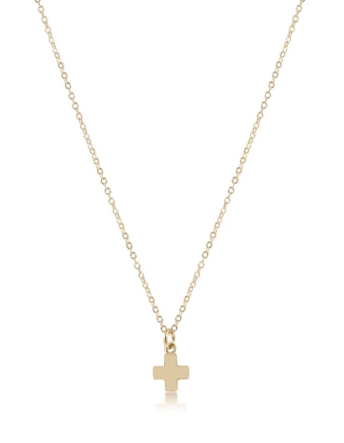 16" Necklace Gold - Signature Cross Small Gold Charm