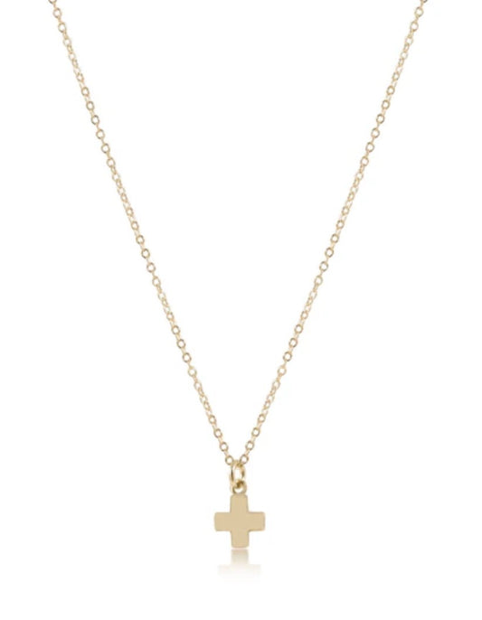 16" Necklace Gold - Signature Cross Small Gold Charm
