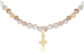 15" Choker Gemstone 3mm - Botswana Agate- Signature Cross Small Gold Charm