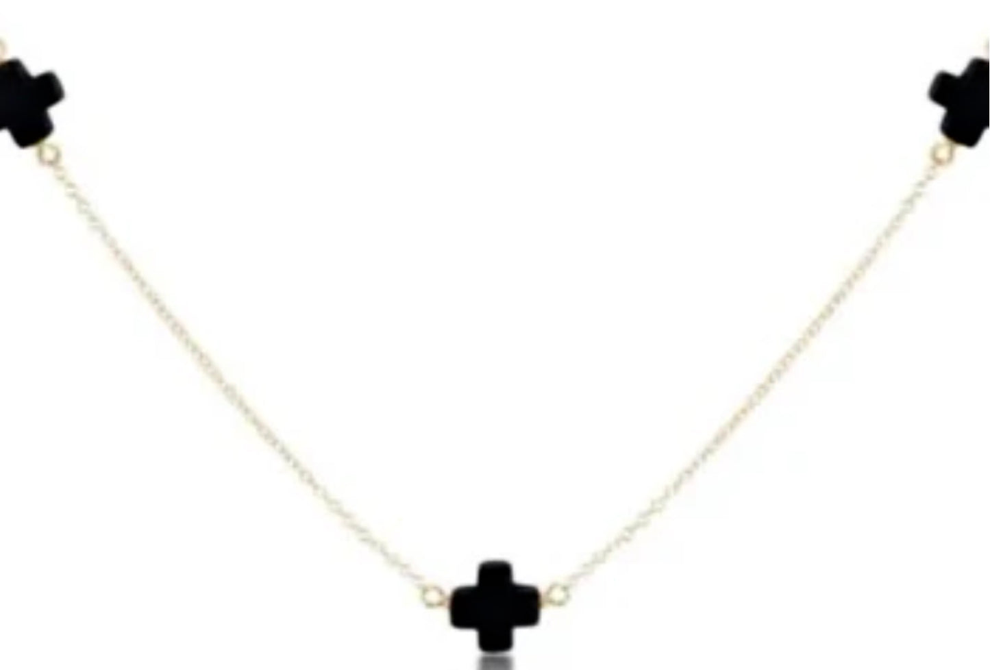 15" Choker Simplicity Chain Gold - Signature Cross onyx