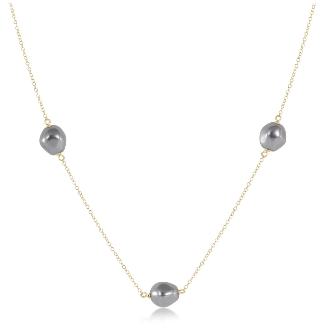 15" Choker - Admire Simplicity Chain Gold - Pearl - Dark Grey