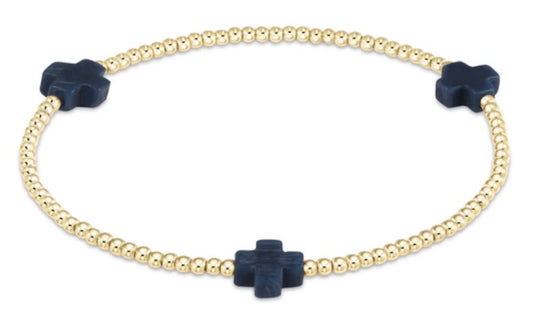 Signature Cross Bracelet 2mm- Navy