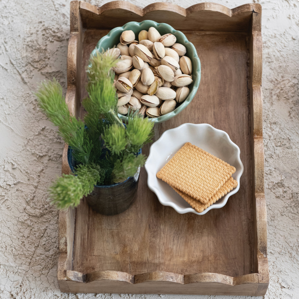 Mango Wood Scalloped Tray
