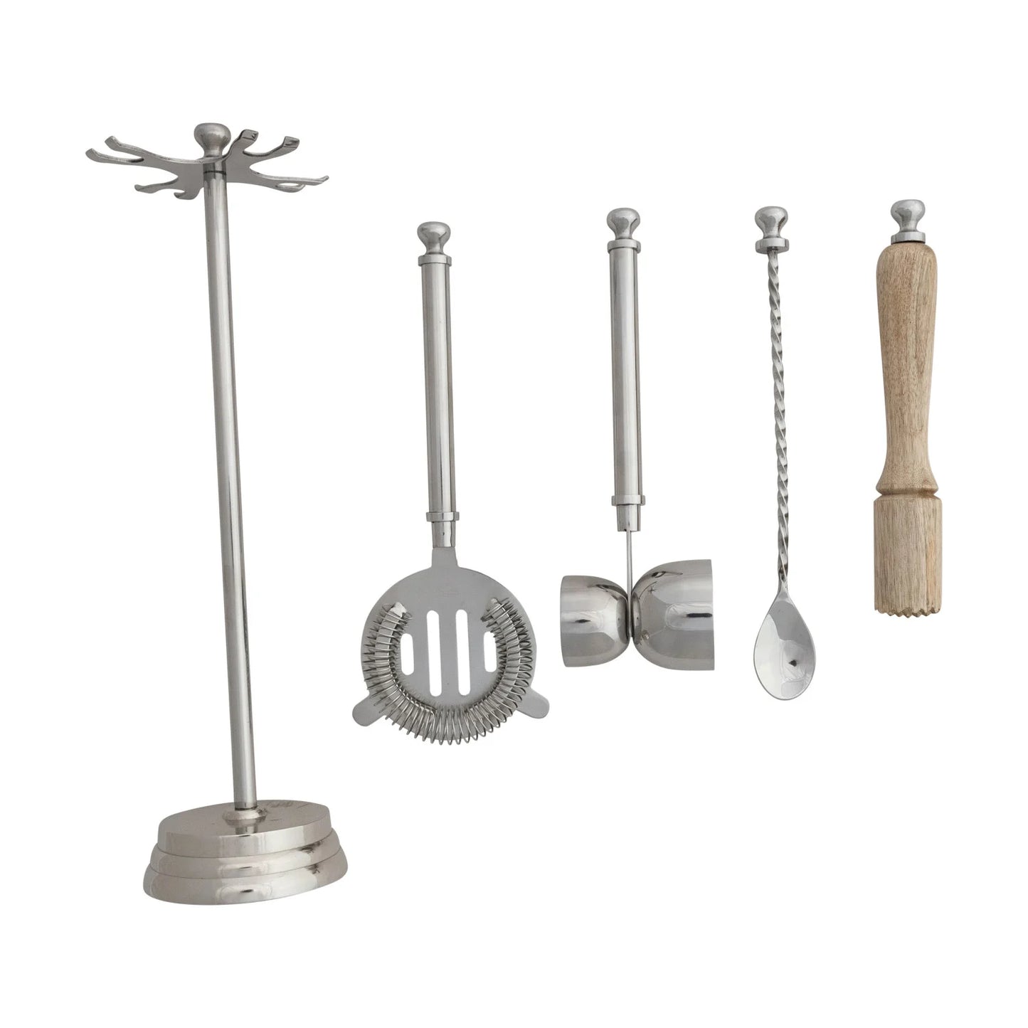 Bar Tools & Stool - Stainless Steel and Mango Wood