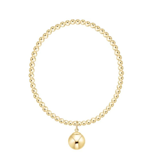 Classic Gold 3mm Bracelet - Classic Gold 10mm Charm