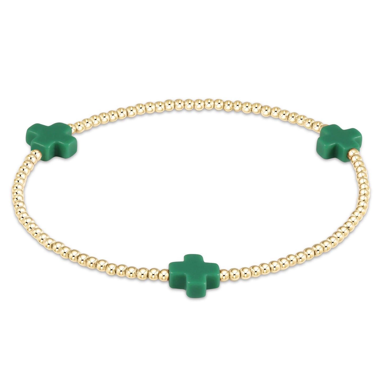 signature cross 2mm gold bracelet- emerald