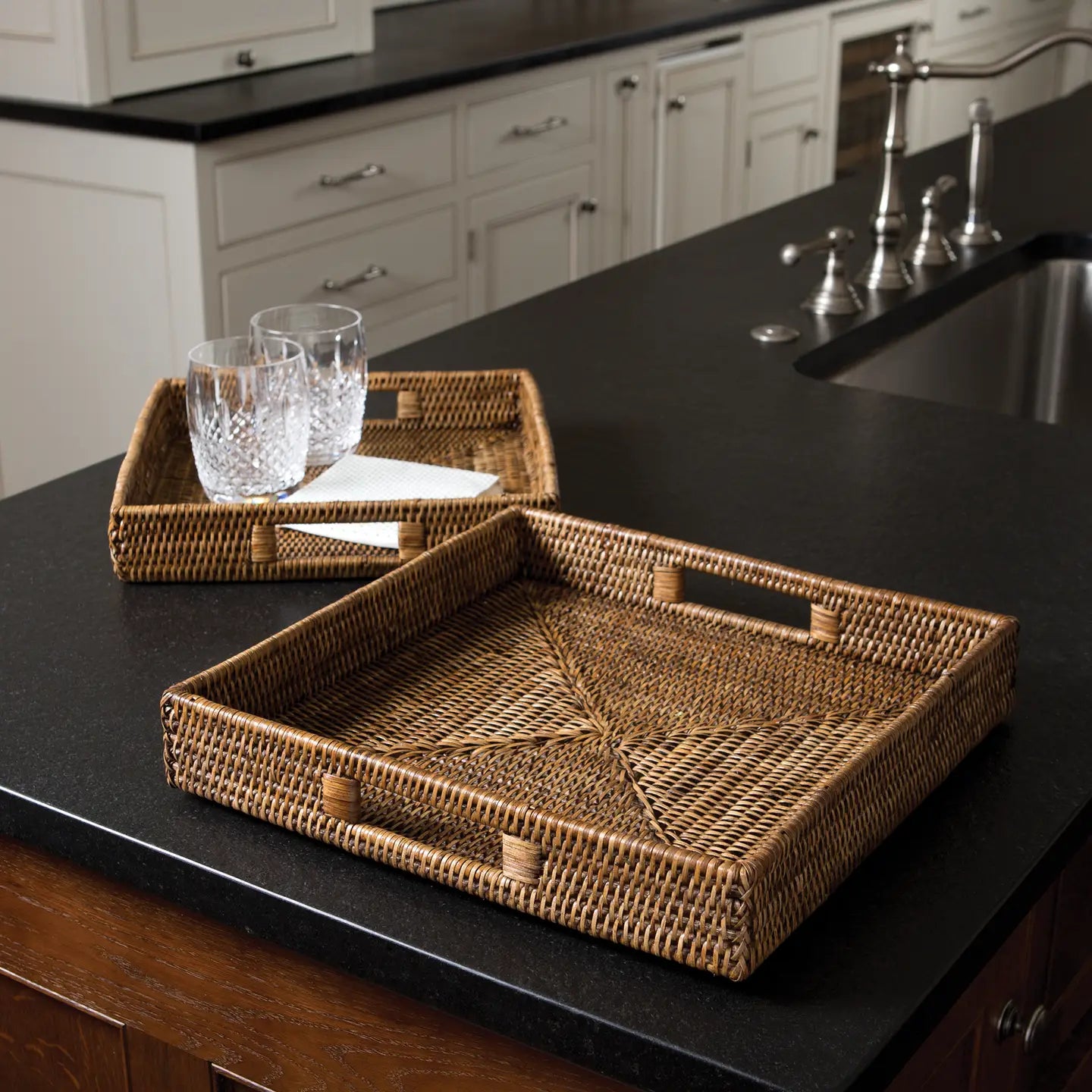 Burma Rattan Square Table Trays