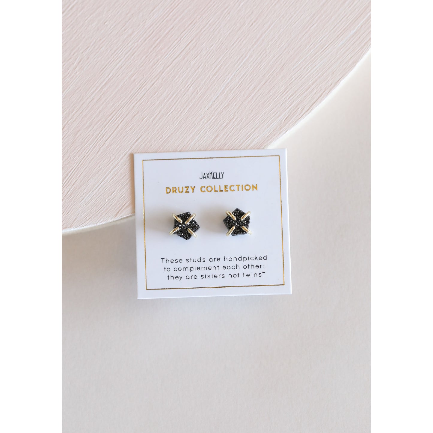 Black Druzy Prong Earrings