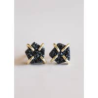 Black Druzy Prong Earrings