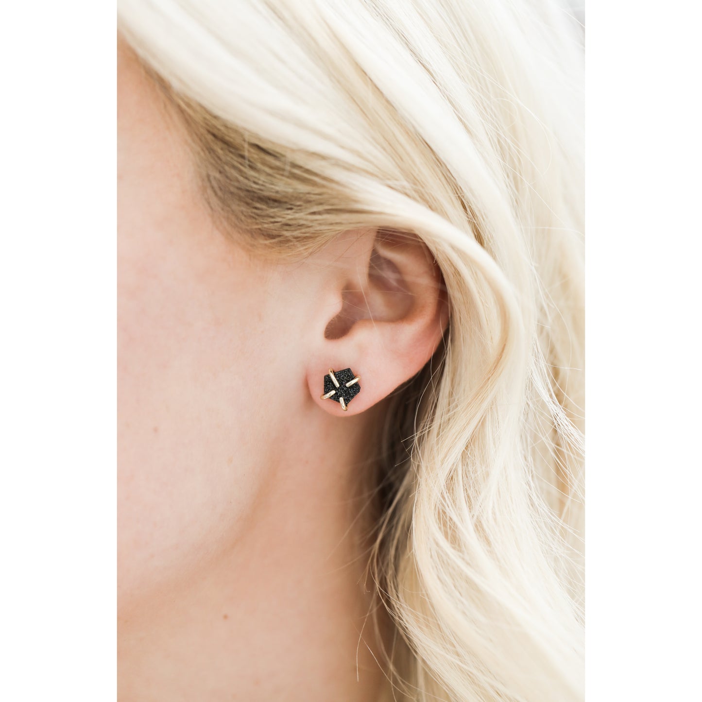 Black Druzy Prong Earrings